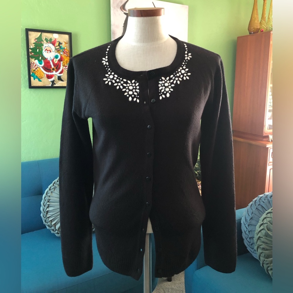 Beaded rhinestones cardigan